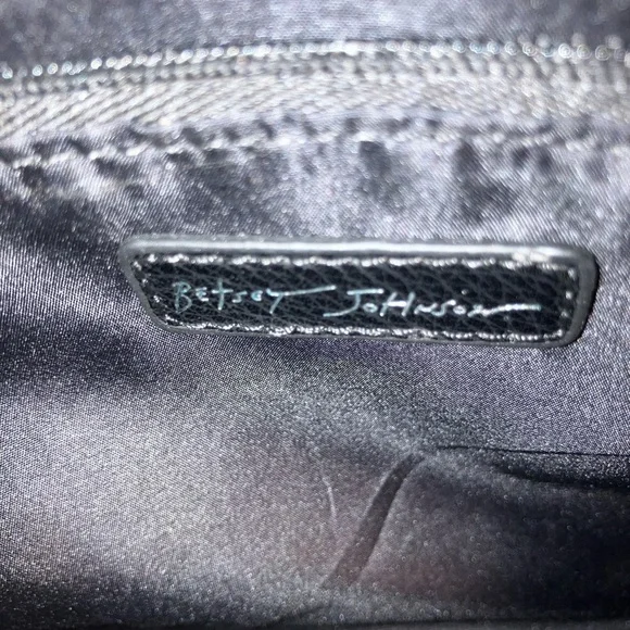 Betsey Johnson Black and White Striped Tote Bag with Pink Bow - Picture 4 of 4